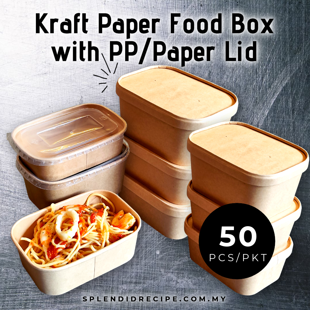 Kraft Paper Food Box with PP/Paper Lid (50pcs)
