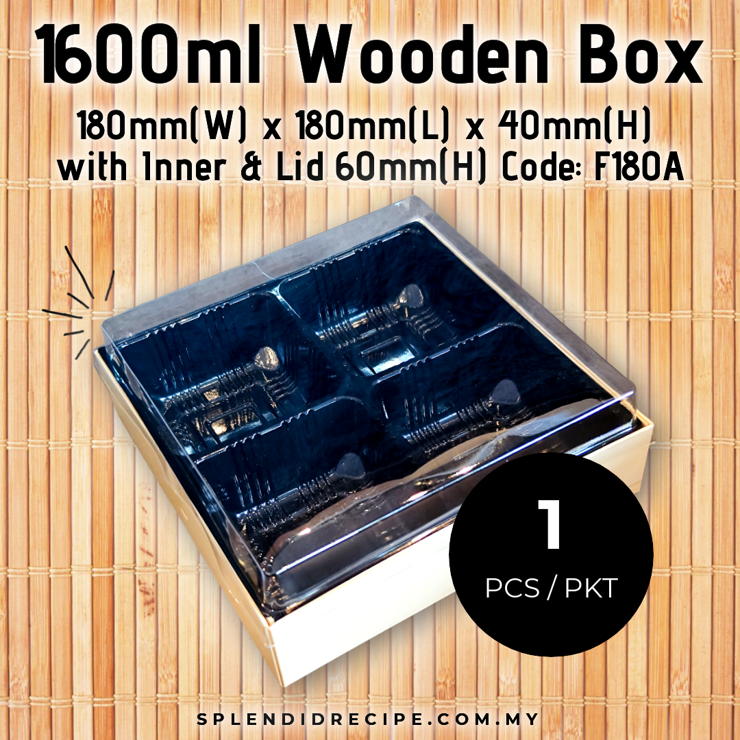 1600ml Wooden Box with Inner & Lid | F180A | 4 Holes Mooncake Box (1 pc)