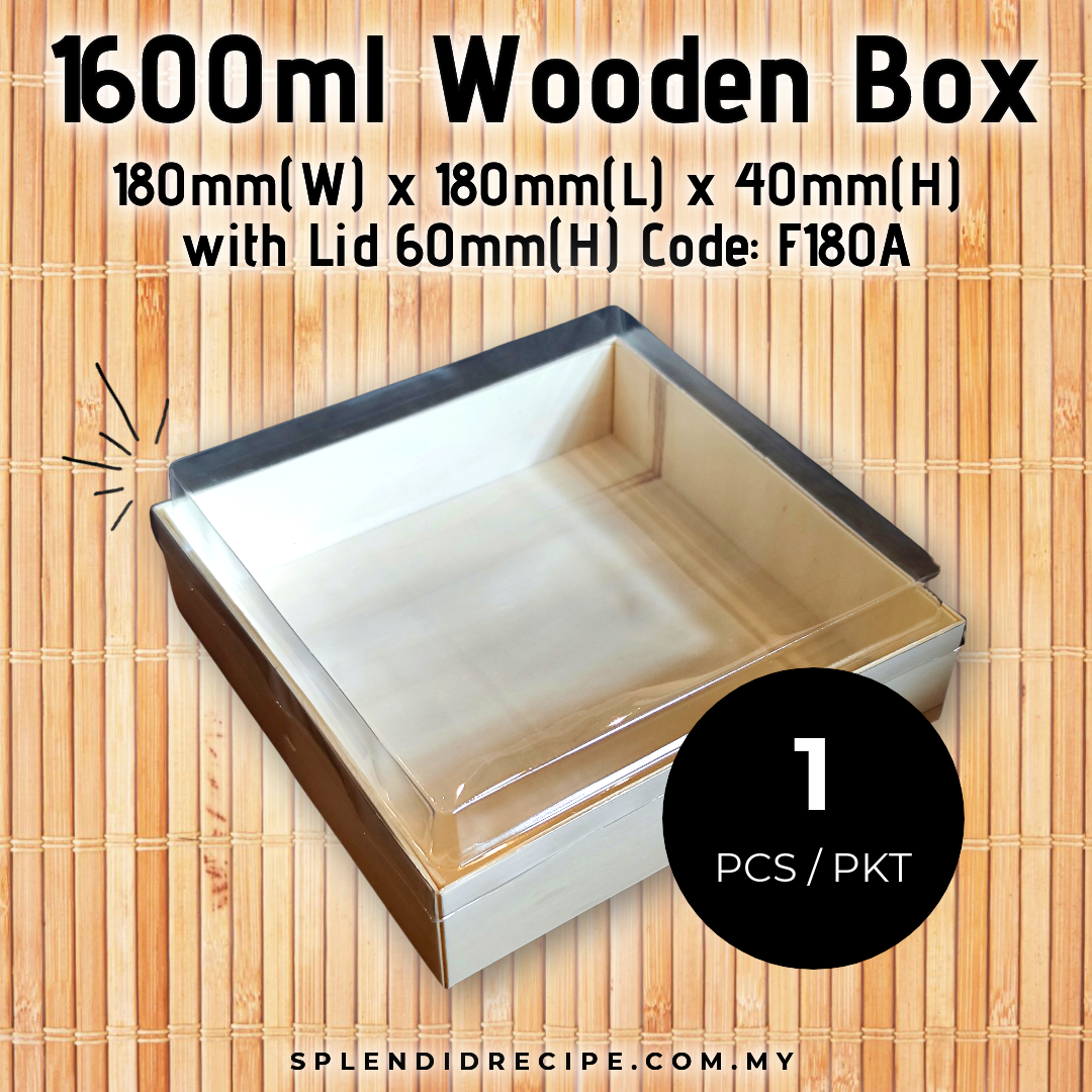 1600ml Wooden Box with Inner & Lid | F180A | 4 Holes Mooncake Box (1 pc)