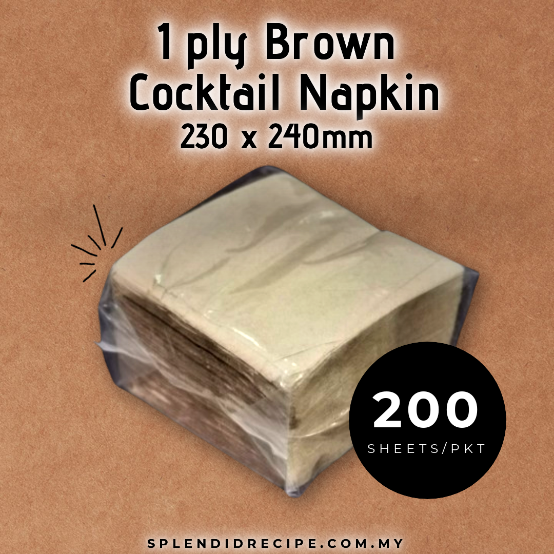 1 ply Cocktail Napkin Virgin Pure Pulp Brown / White (200 sheets)