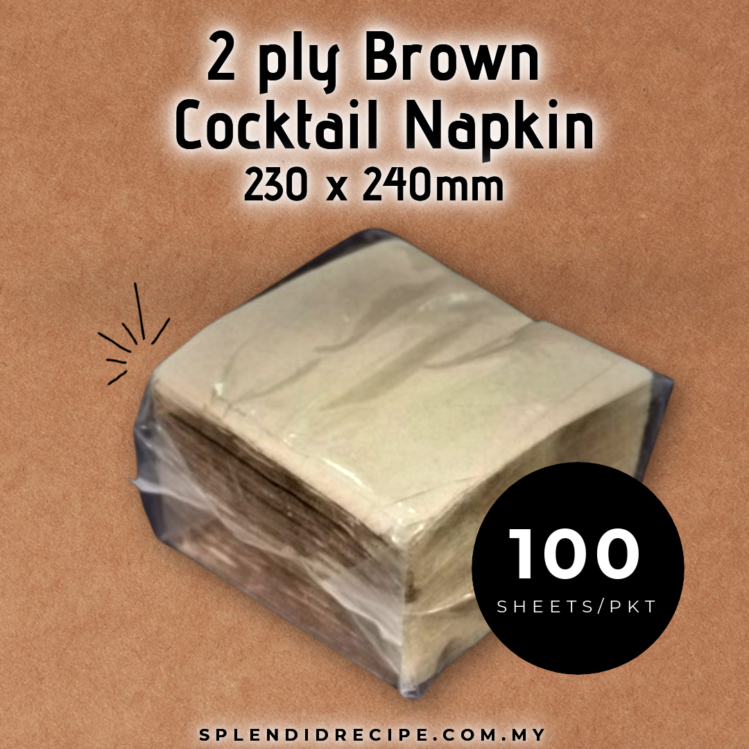 2 ply Cocktail Napkin Virgin Pure Pulp Brown / White (100 sheets)