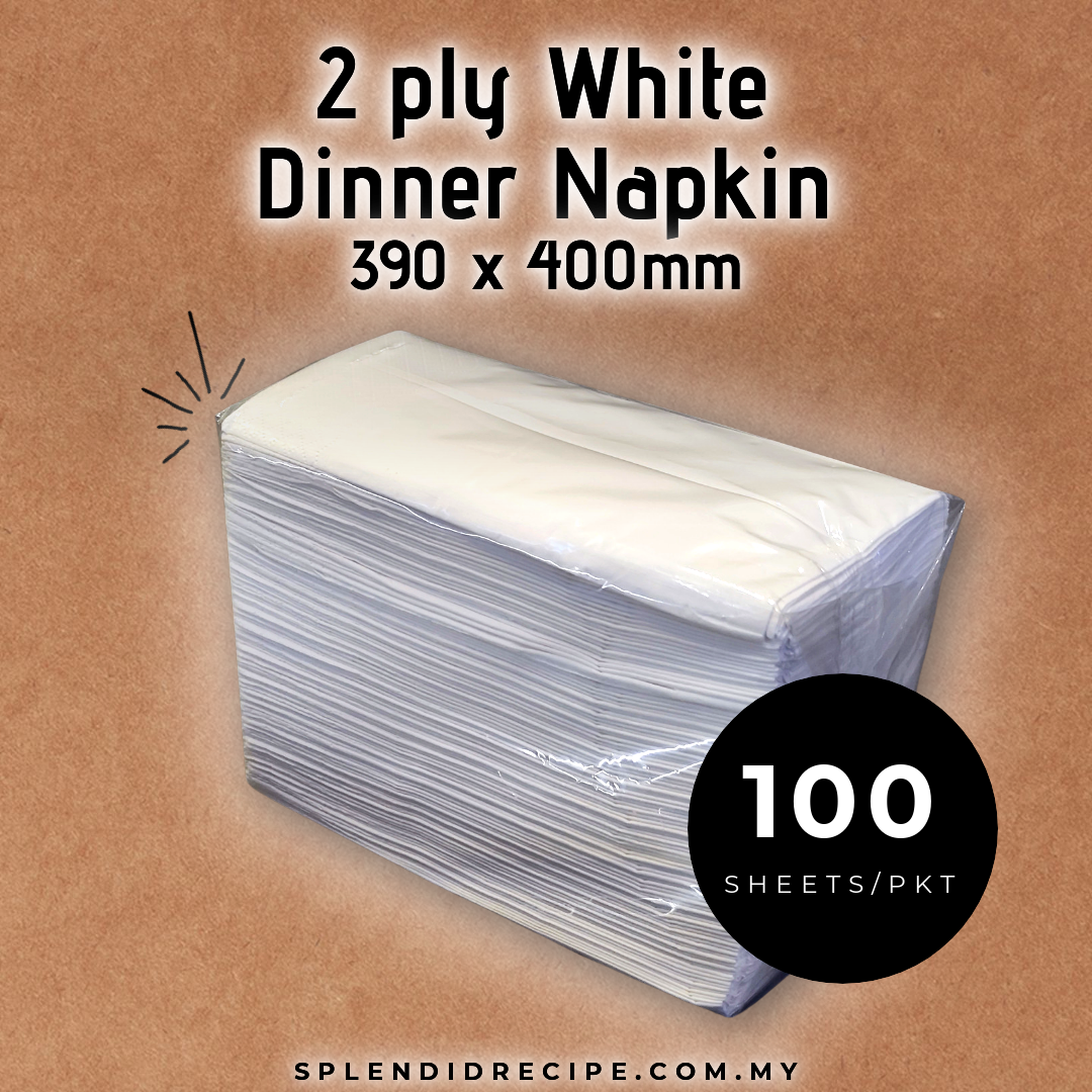 2 ply Dinner Napkin White (100 sheets/pkt)