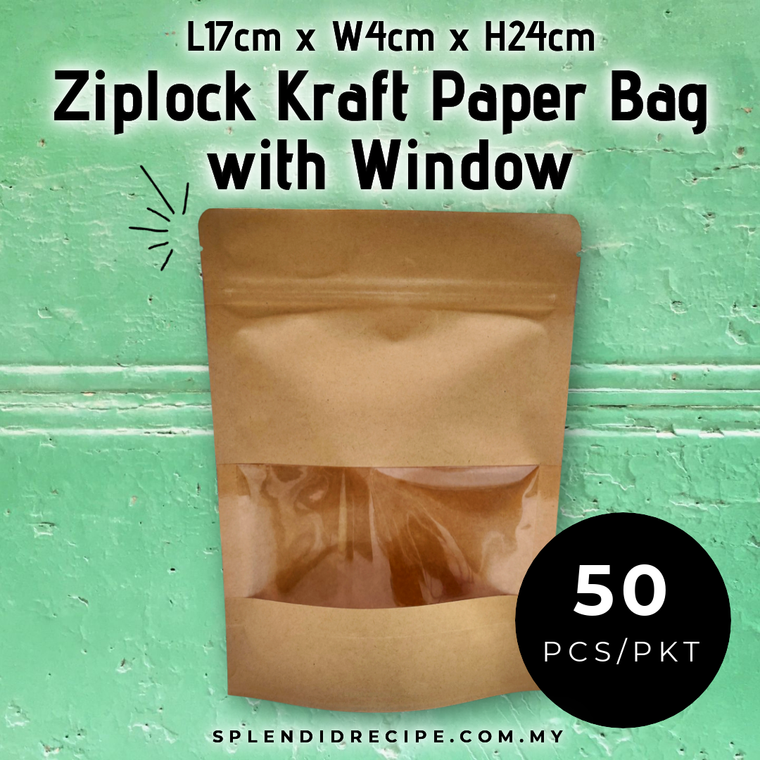 Ziplock Kraft Paper Bag with Window (50 pcs)