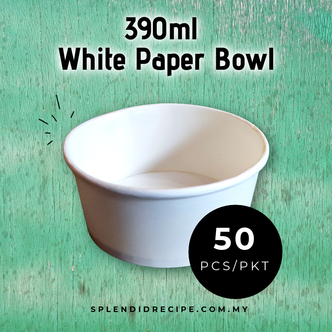 390ml White Short Paper Bowl (50 pcs)