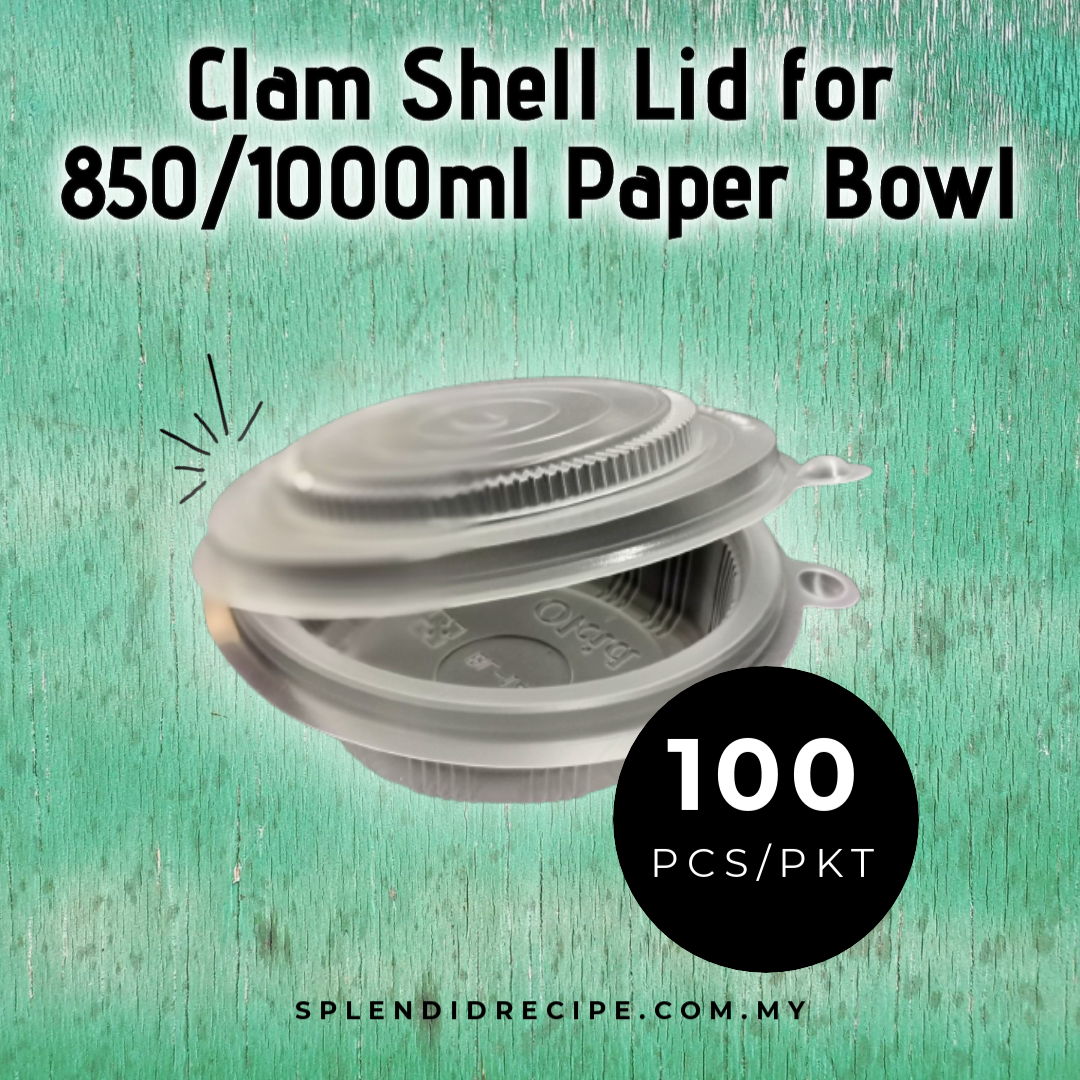 140mm PP Plastic Clam Shell Lid for 850ml / 1000ml Paper Bowl (100 pcs)