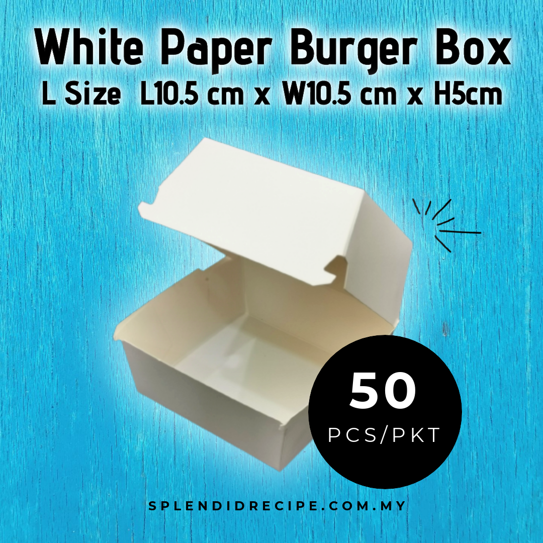 L Size White Paper Burger Box (50 pcs)