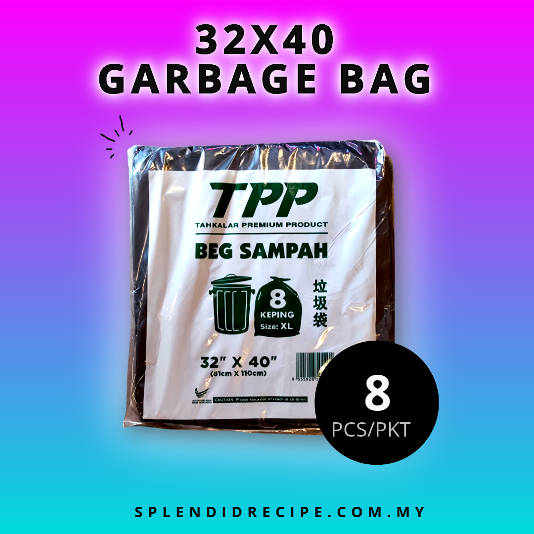 32X40 HDPE Garbage Bag | Black (8 pcs)