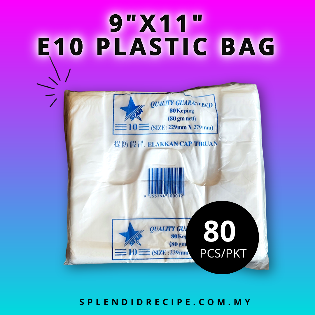 9x11 Plastic T-Shirt Bag | E10 (80 pcs)