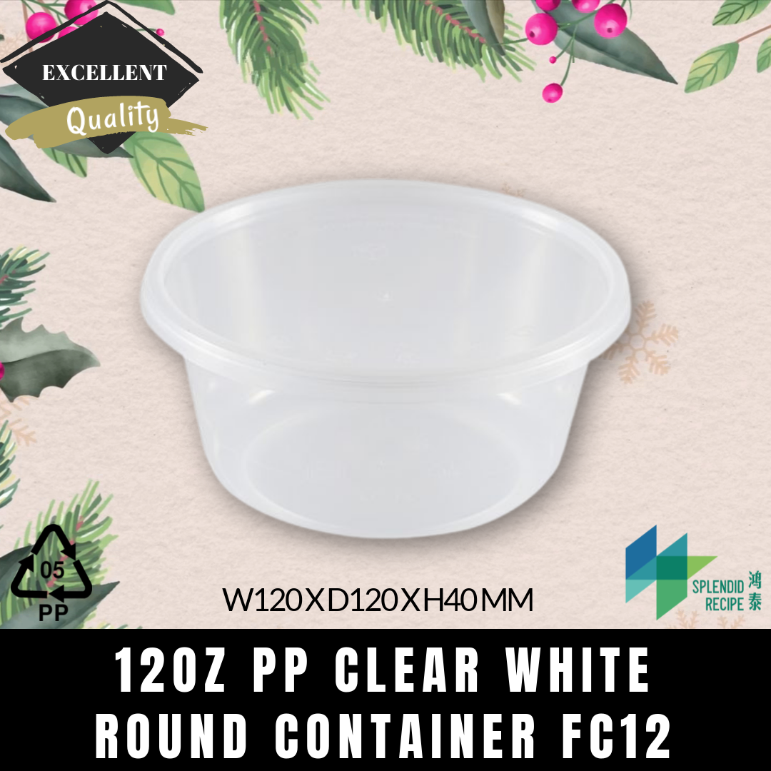 12oz PP Round Container with Lid | FC12 (1 carton)