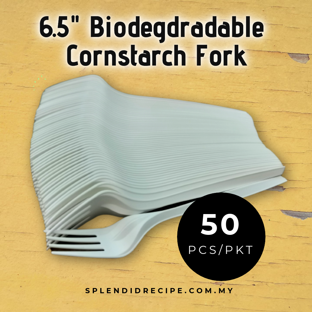 6.5" Biodegradable Cornstarch Spoon / Fork (50 pcs)