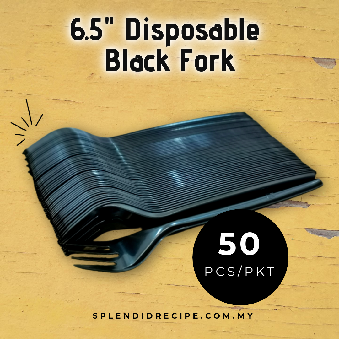 6.5" Disposable Black Spoon / Fork (50 pcs)