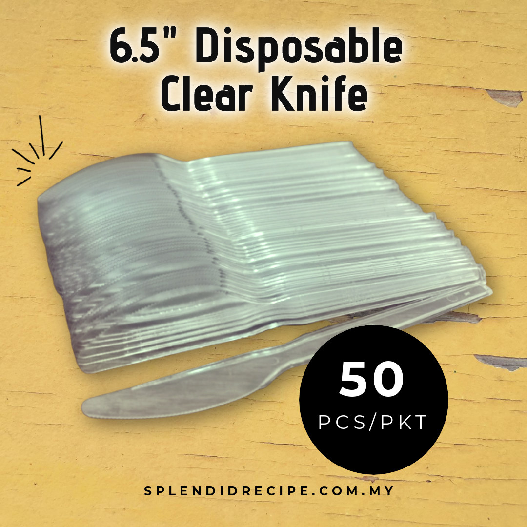 6.5" Disposable Clear Spoon / Fork / Knife (50 pcs)