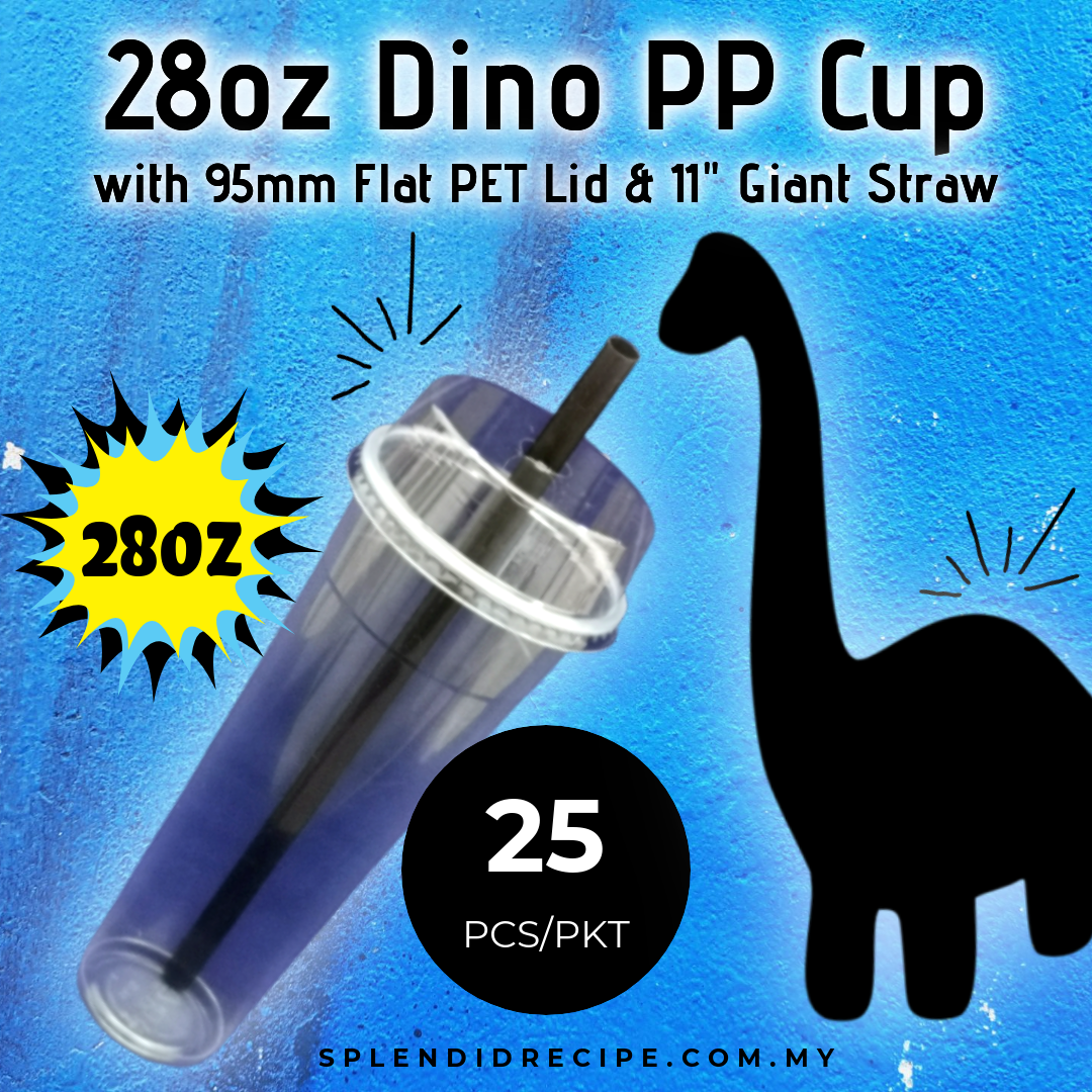 28oz PP Cup with 95mm Flat PET Lid & 11" Giant Straw (25pcs)
