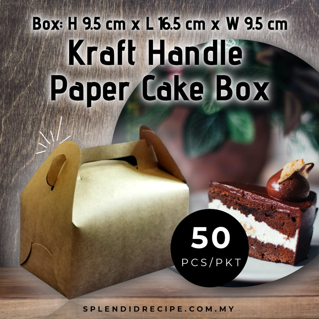Kraft Handle Paper Cake Box (50 pcs/pkt)
