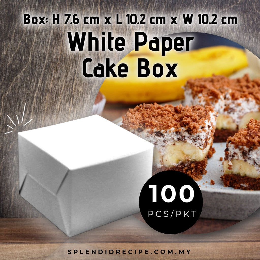 4x4x3 White Paper Cake Box (100 pcs/pkt)