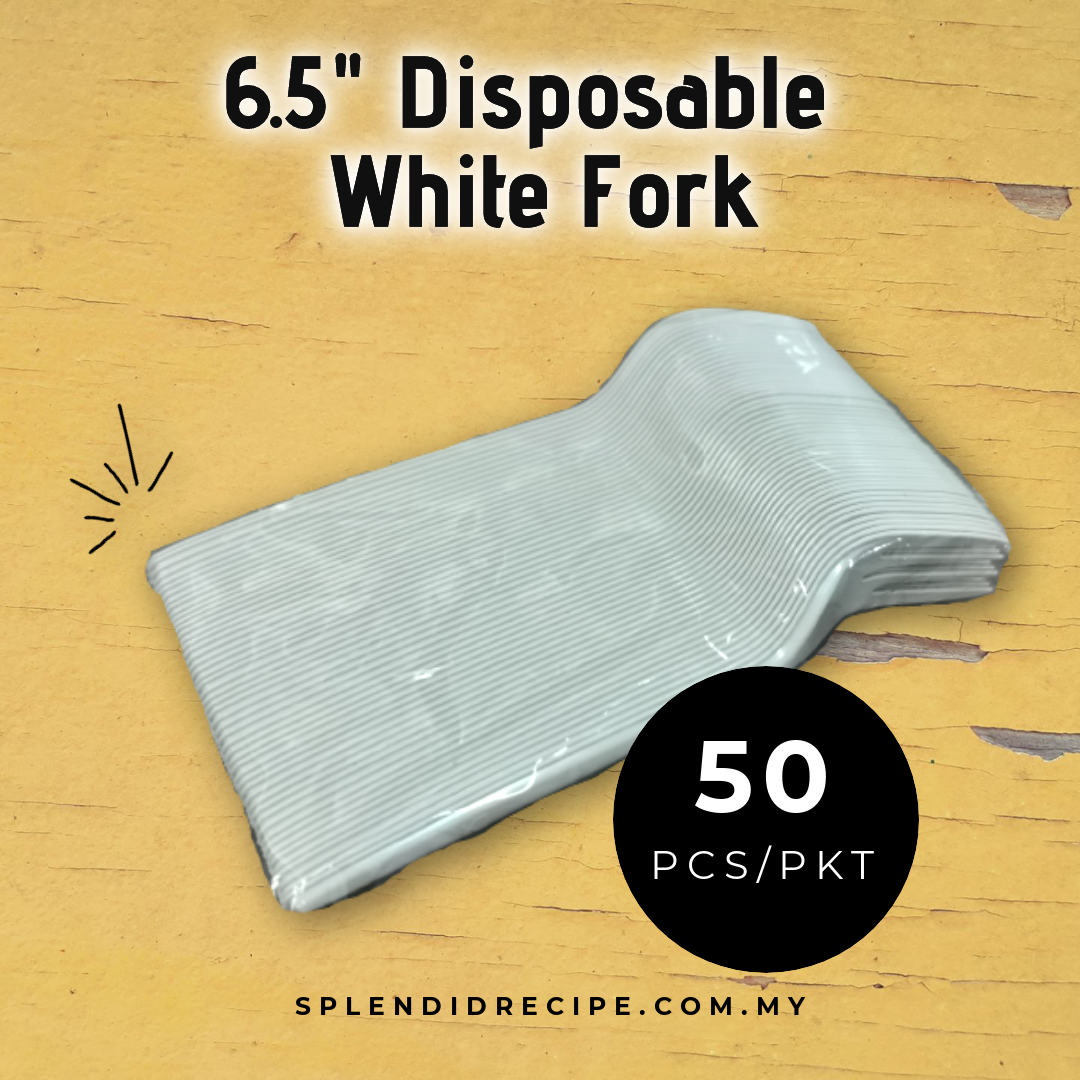 6.5" Disposable White Spoon / Fork (50 pcs)
