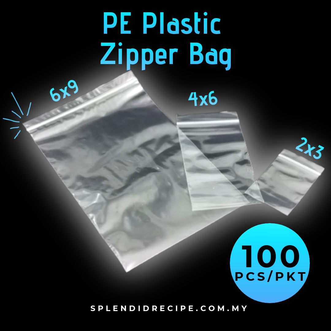 PE Plastic Transparent Zipper Seal Bag (100 pcs)