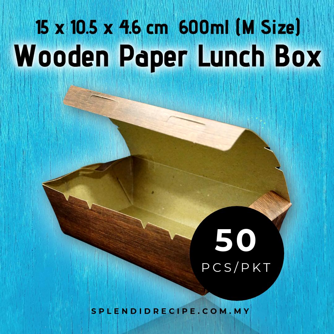 Disposable 600ml Wooden Paper Lunch Box 50pcs disposable-600ml-wooden-paper-lunch-box-50pcs