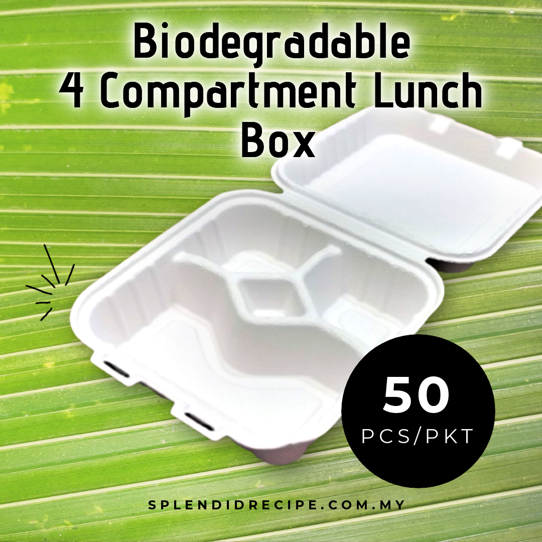 4 Compartment Biodegradable Lunch Box (25 pcs)