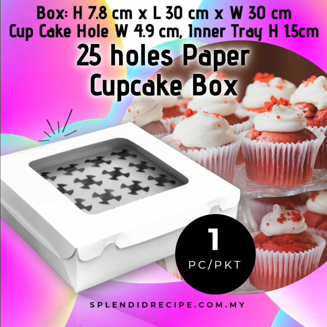 25 Hole Paper Cupcake Box with Window (1 pc)