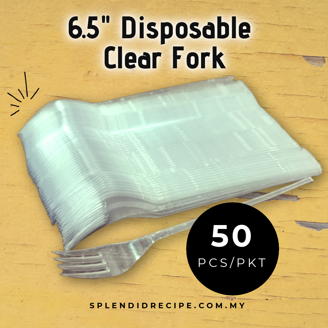 6.5" Disposable Clear Spoon / Fork / Knife (50 pcs)