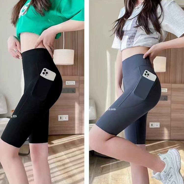 緊身口袋收腹提臀瑜伽健身跑步鯊魚褲裝