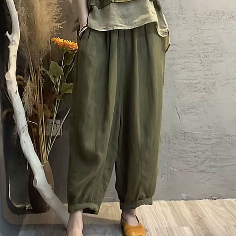 時尚棉麻印花拼接假兩件顯瘦兩件套裝