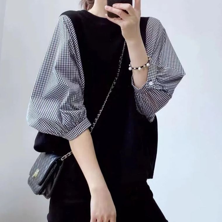 7色別緻上衣洋氣時尚寬鬆復古設計感短袖