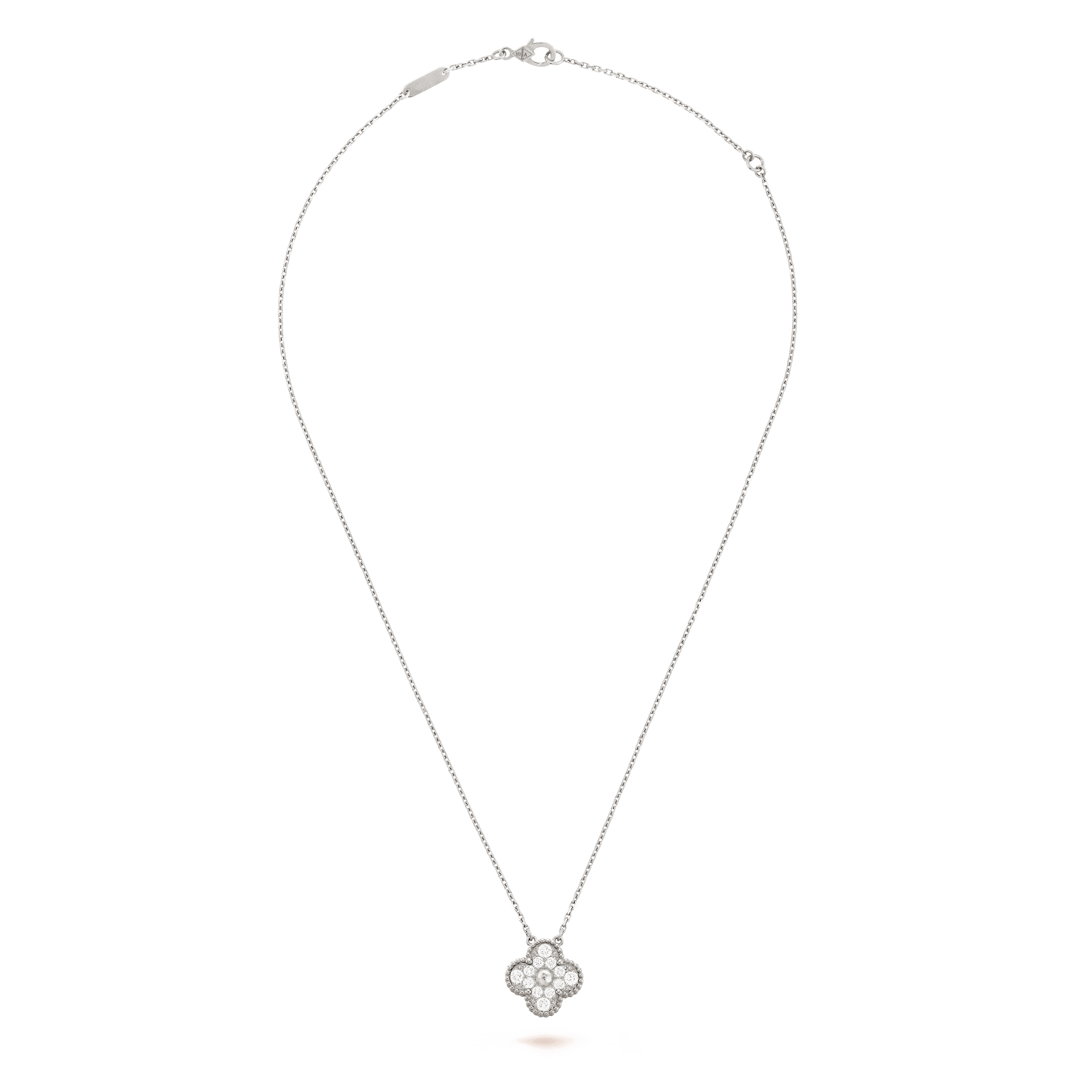 ヴィンテージ アルハンブラ ペンダント, ホワイトゴールド, ダイヤモンド: 12 石, 0.48 カラット, Front, Jewelry Pendent
