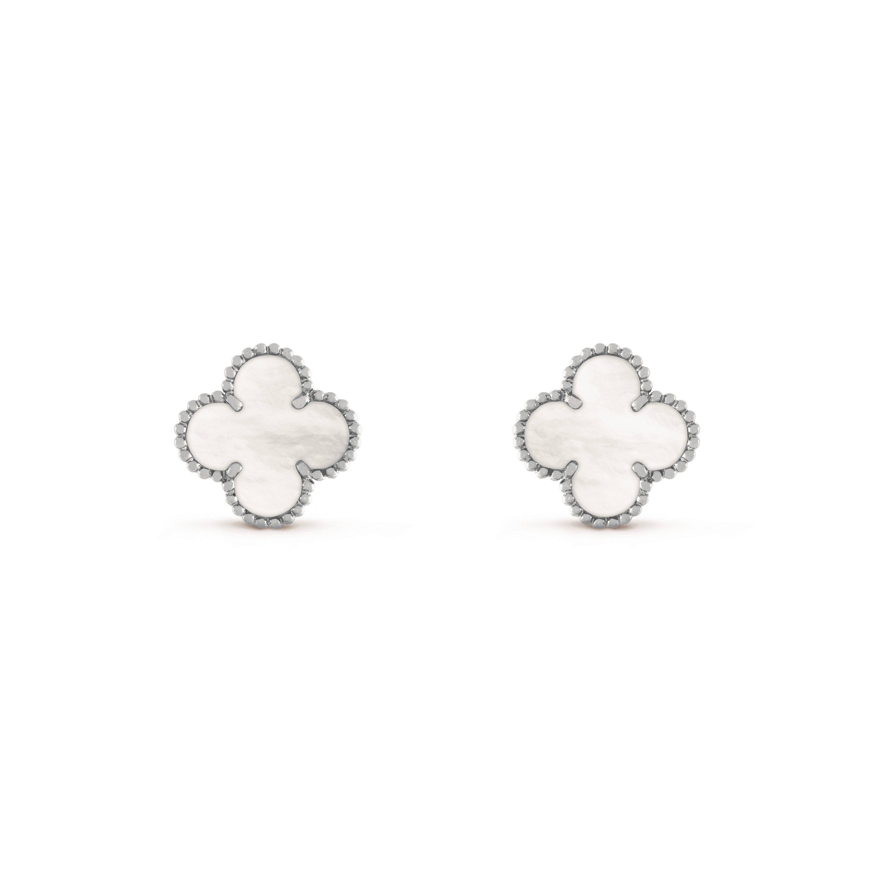 ヴィンテージ アルハンブラ イヤリング, ホワイトゴールド, マザー オブ パール:  2 石, Front, Jewelry Earrings