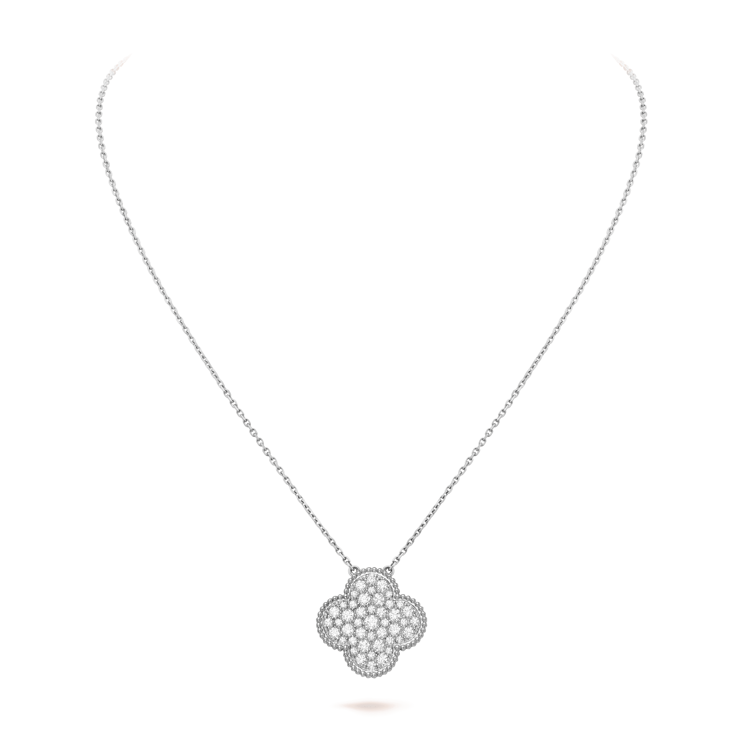 マジック アルハンブラ ペンダント, ホワイトゴールド, ダイヤモンド: 45 石, 2.45 カラット, Front, Jewelry Pendent