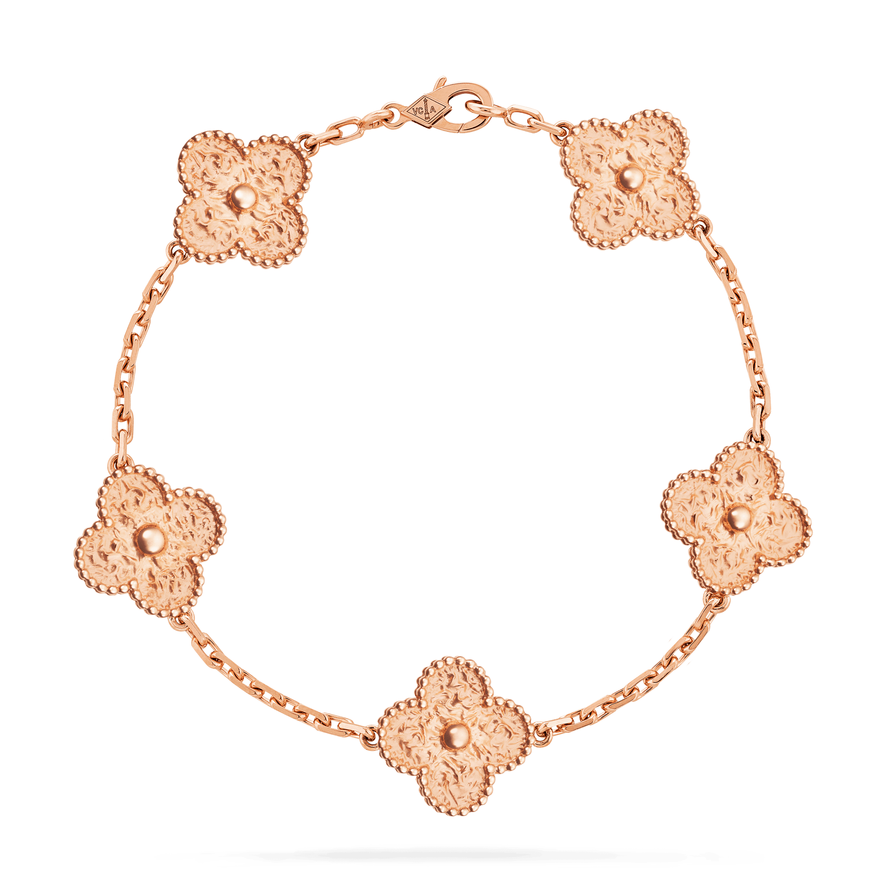 ヴィンテージ アルハンブラ ブレスレット、5モチーフ, ローズ ゴールド, Front, Jewelry Bracelet