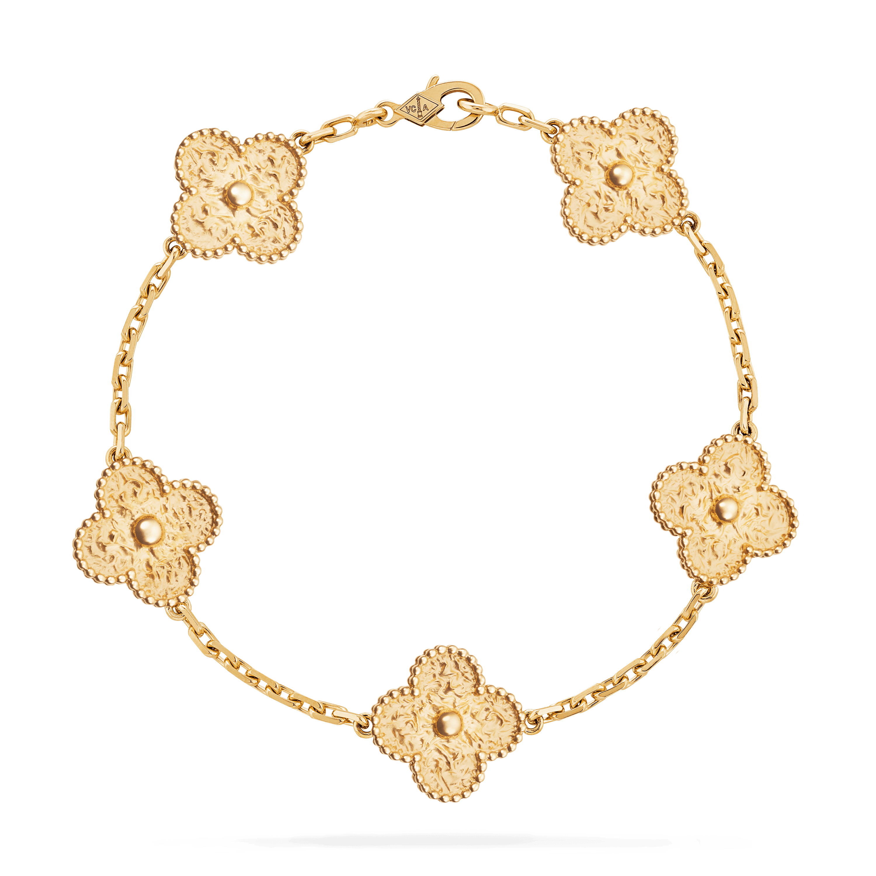 ヴィンテージ アルハンブラ ブレスレット、5モチーフ, イエローゴールド, Front, Jewelry Bracelet