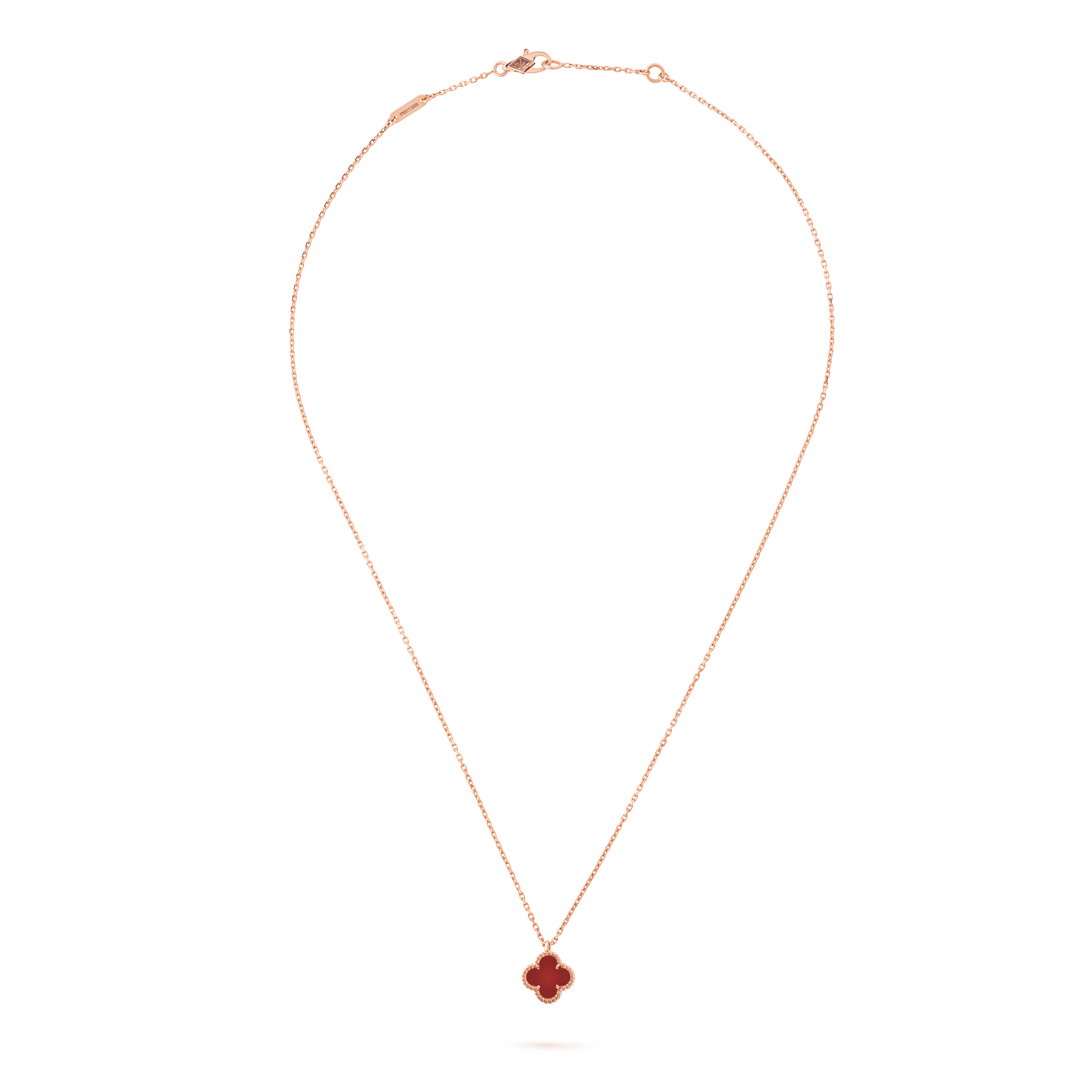 スウィート アルハンブラ ペンダント, ローズ ゴールド, カーネリアン:  1 石, Front, Jewelry Pendent