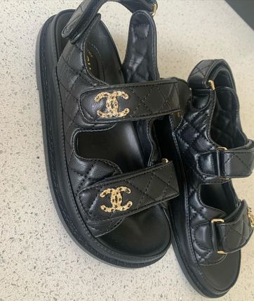 CHANEL サンダル・ミュール CHANEL ココマークロゴ フッドベットサンダル キャビアスキン 靴(6)