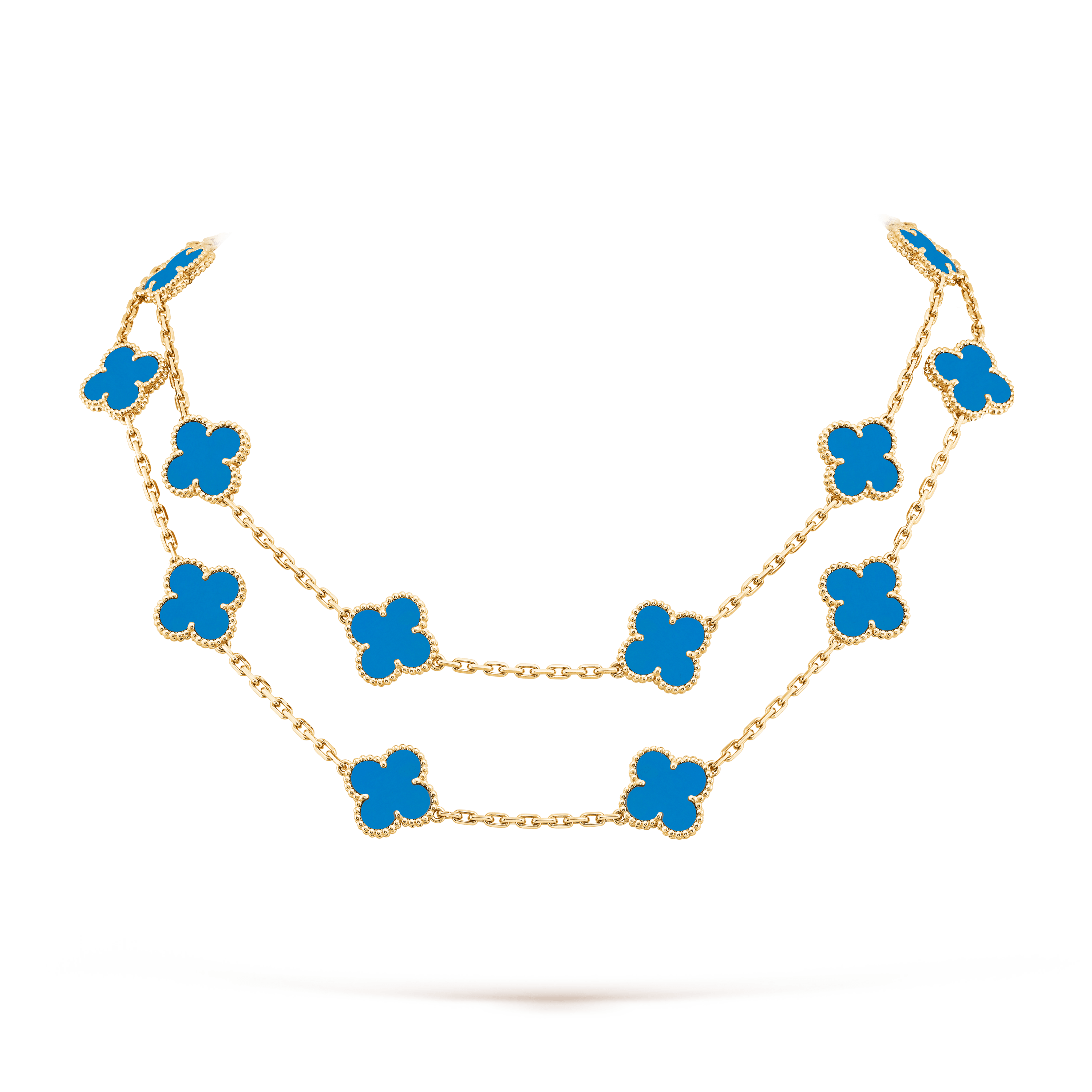 ヴィンテージ アルハンブラ ロングネックレス、20 モチーフ, イエローゴールド, アゲート: 20 石, Detail, Jewelry Long Necklace