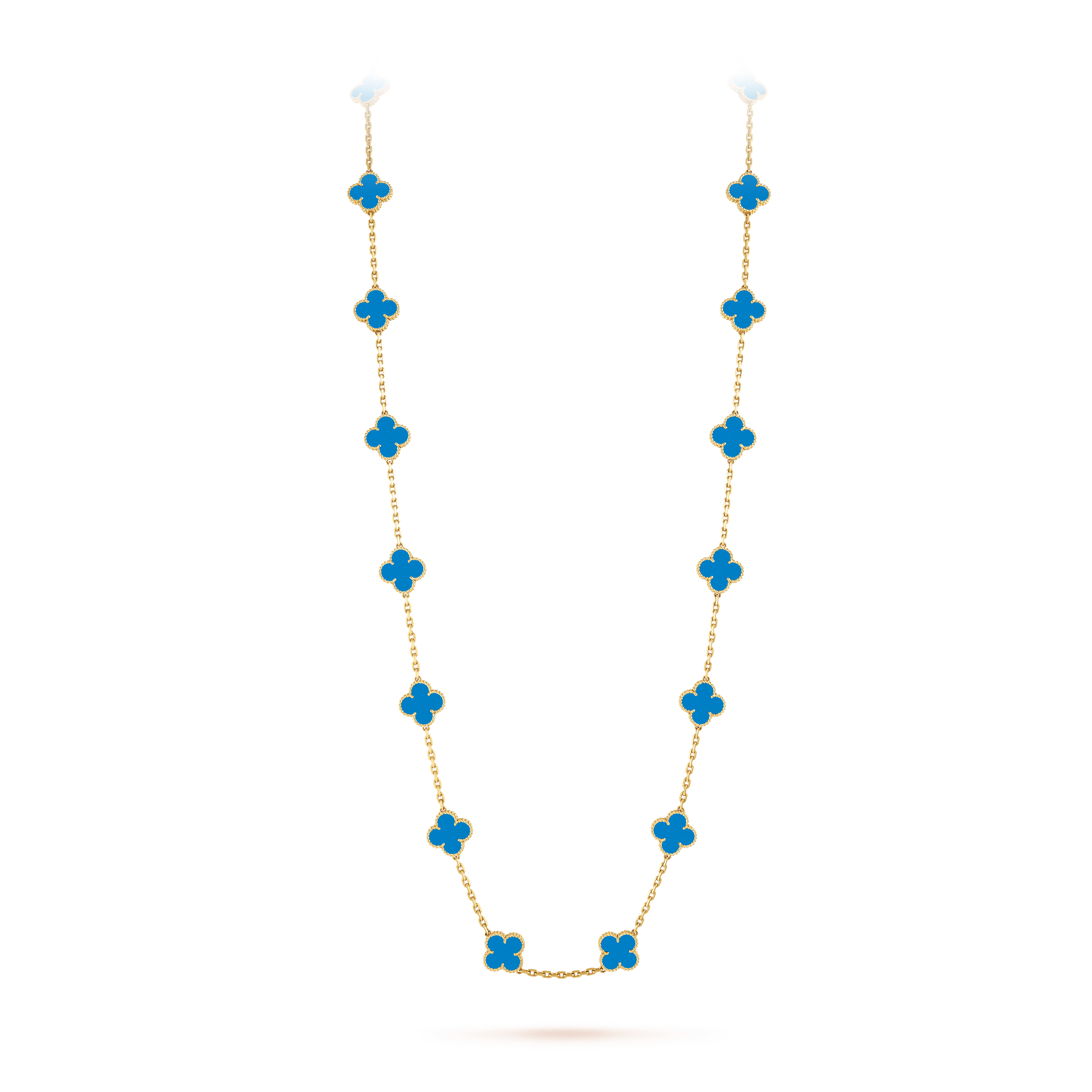 ヴィンテージ アルハンブラ ロングネックレス、20 モチーフ, イエローゴールド, アゲート: 20 石, On Stand, Jewelry Long Necklace