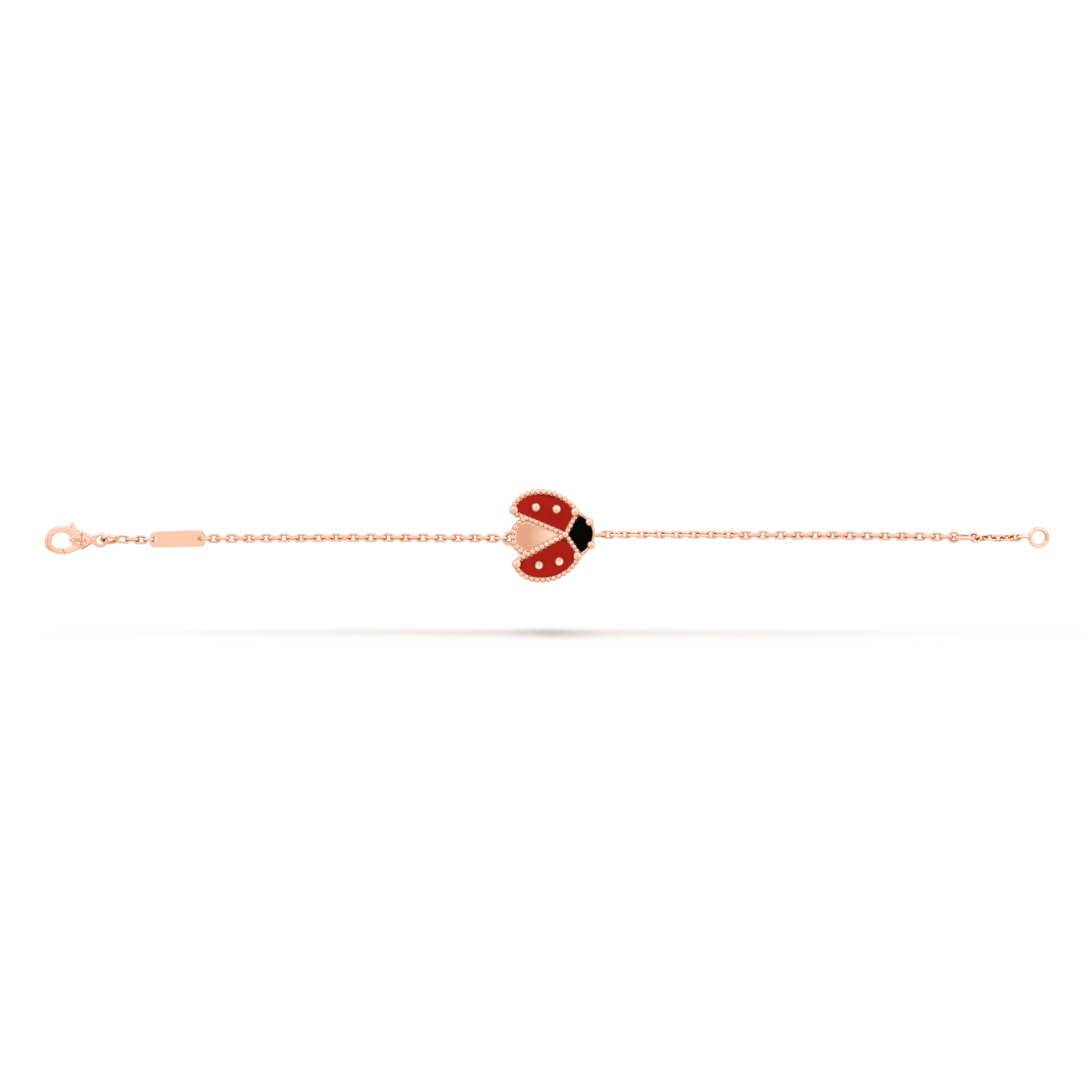 ラッキー スプリング ブレスレット、オープンウィング レディバグ, ローズ ゴールド, オニキス: 1 石, カーネリアン: 2 石, Open, Jewelry Bracelet