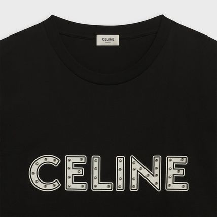 CELINE Tシャツ?カットソー 直営店セリーヌ &ldquo;CELINE&rdquo;スタッズロゴプリント Tシャツ(4)