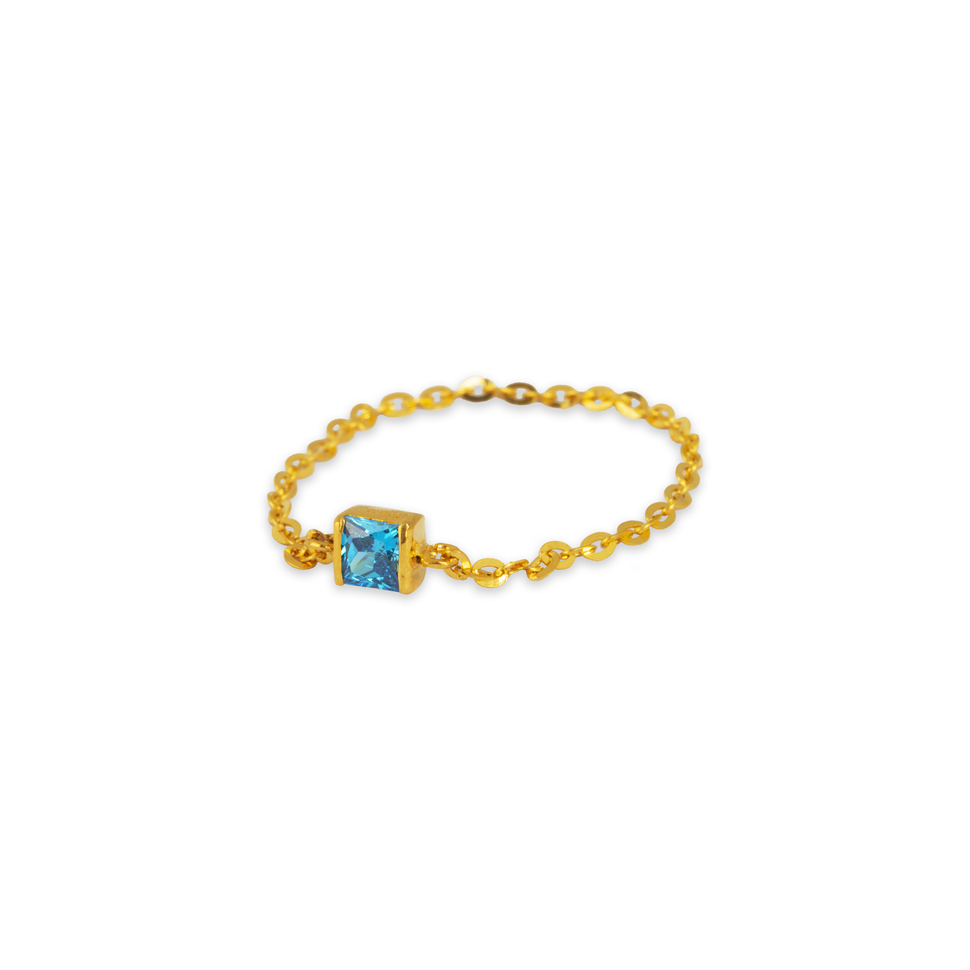 Blue Swarosvki Gold Chain Ring
