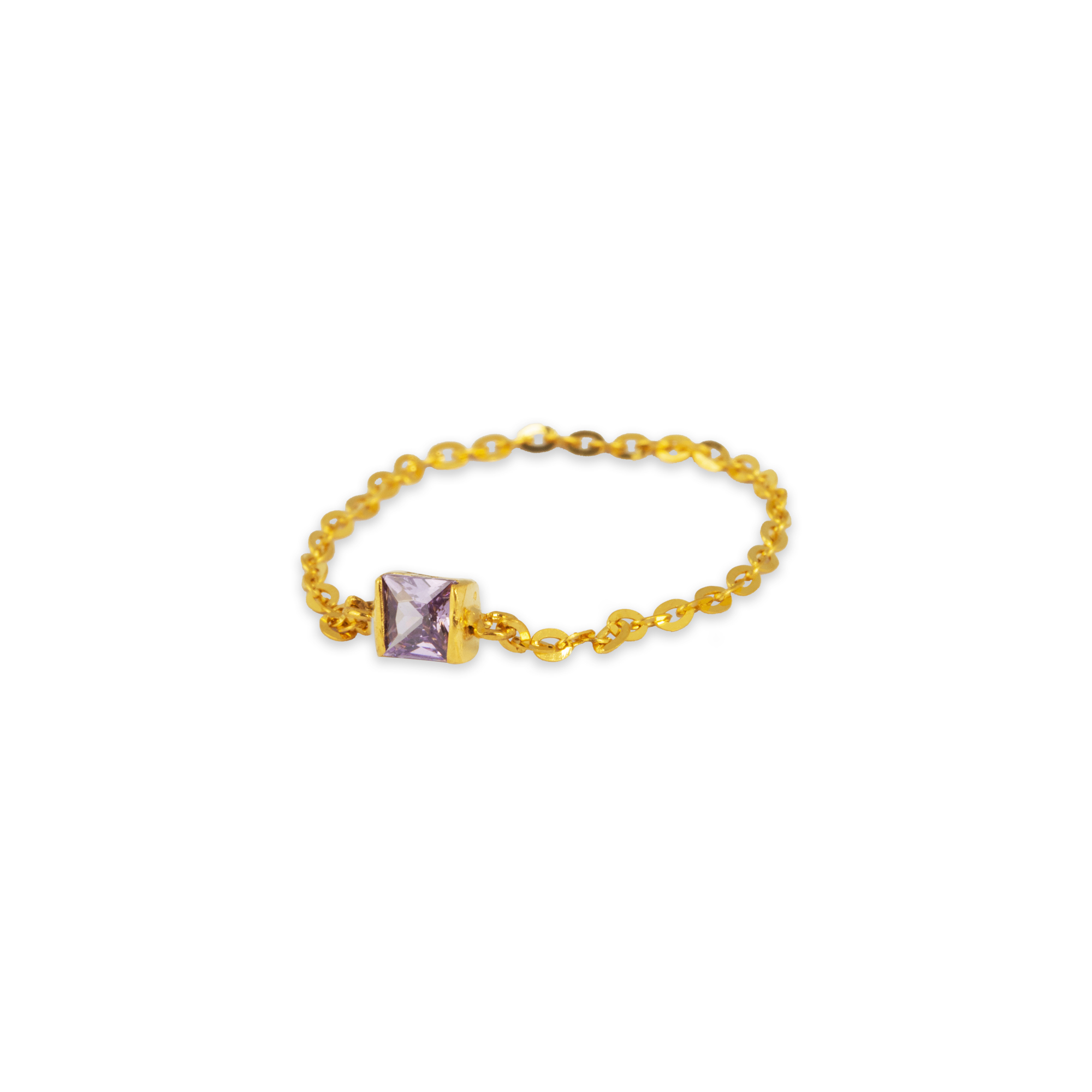 Purple Swarosvki Gold Chain Ring