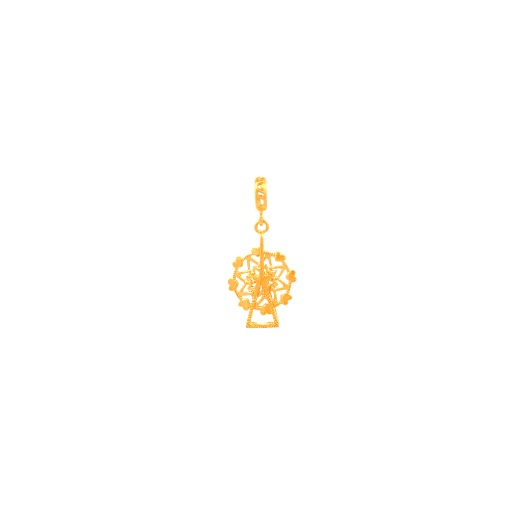 Ferris Wheel With Rolling Heart Gold Charm