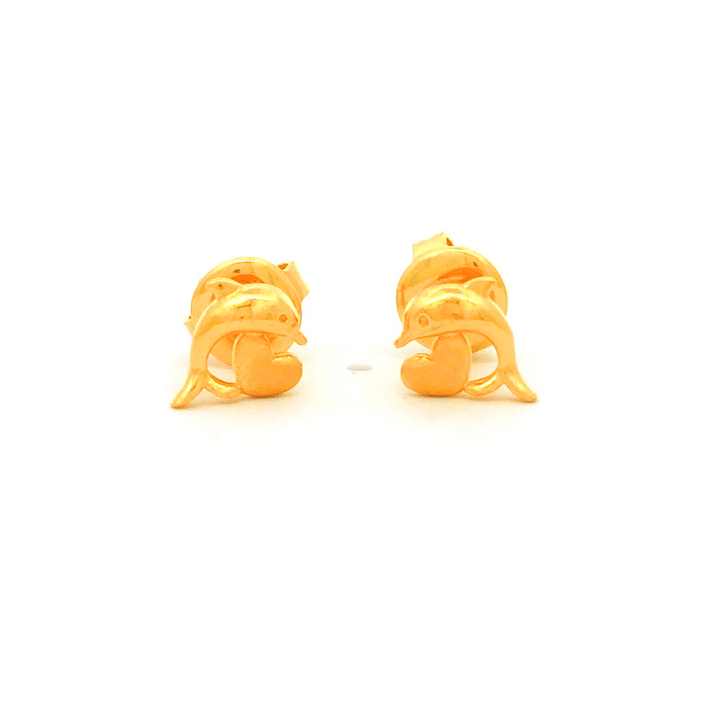 Dolphin With Love Gold Stud Earrings