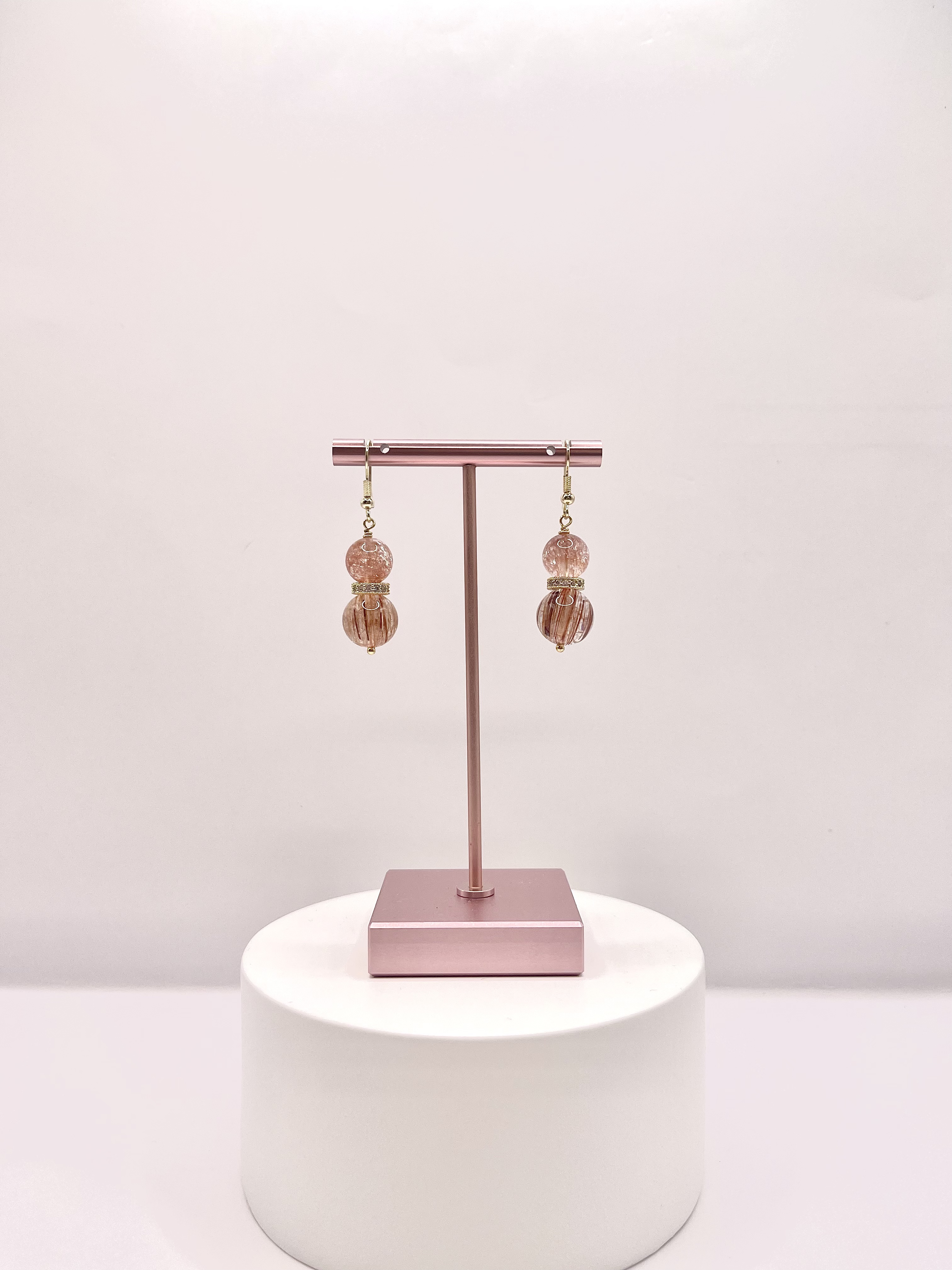 Peach Super 7 with Red Copper Rutile Earring