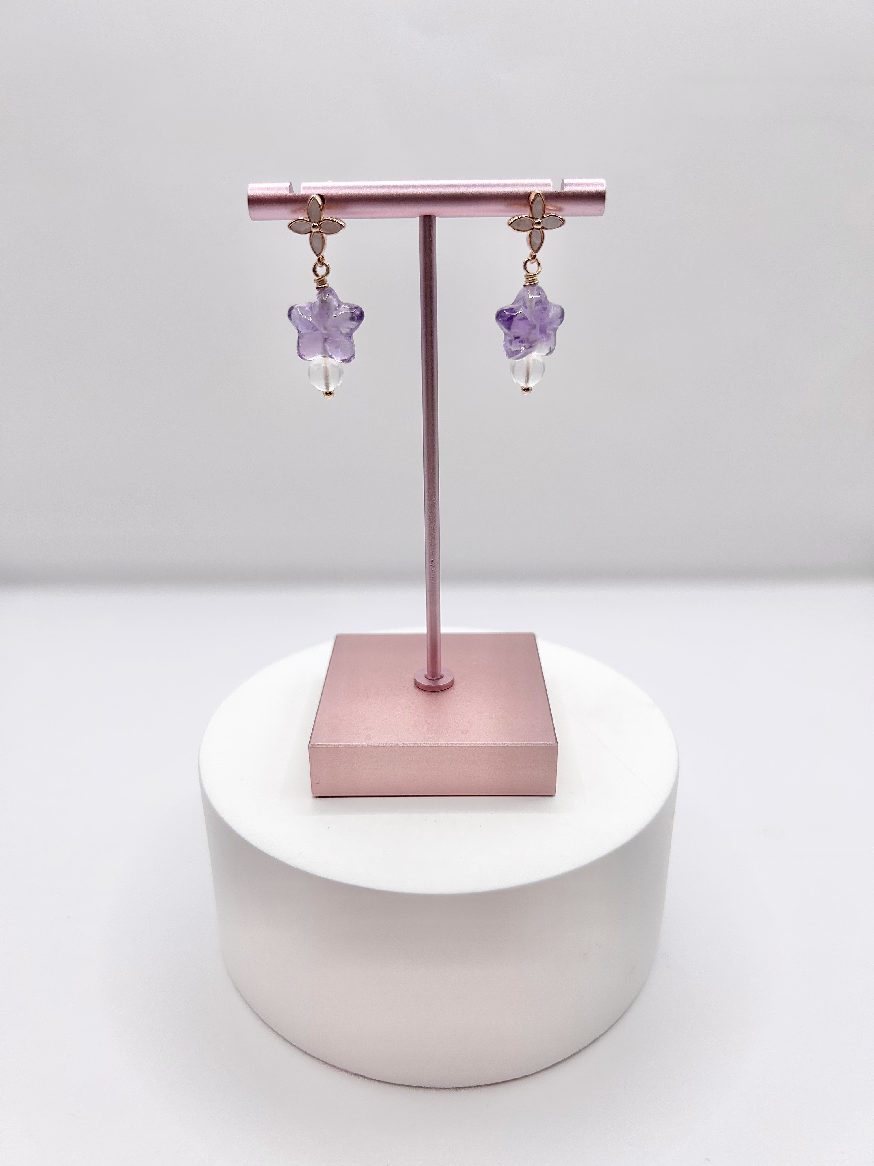 Purple flower stud earring 3