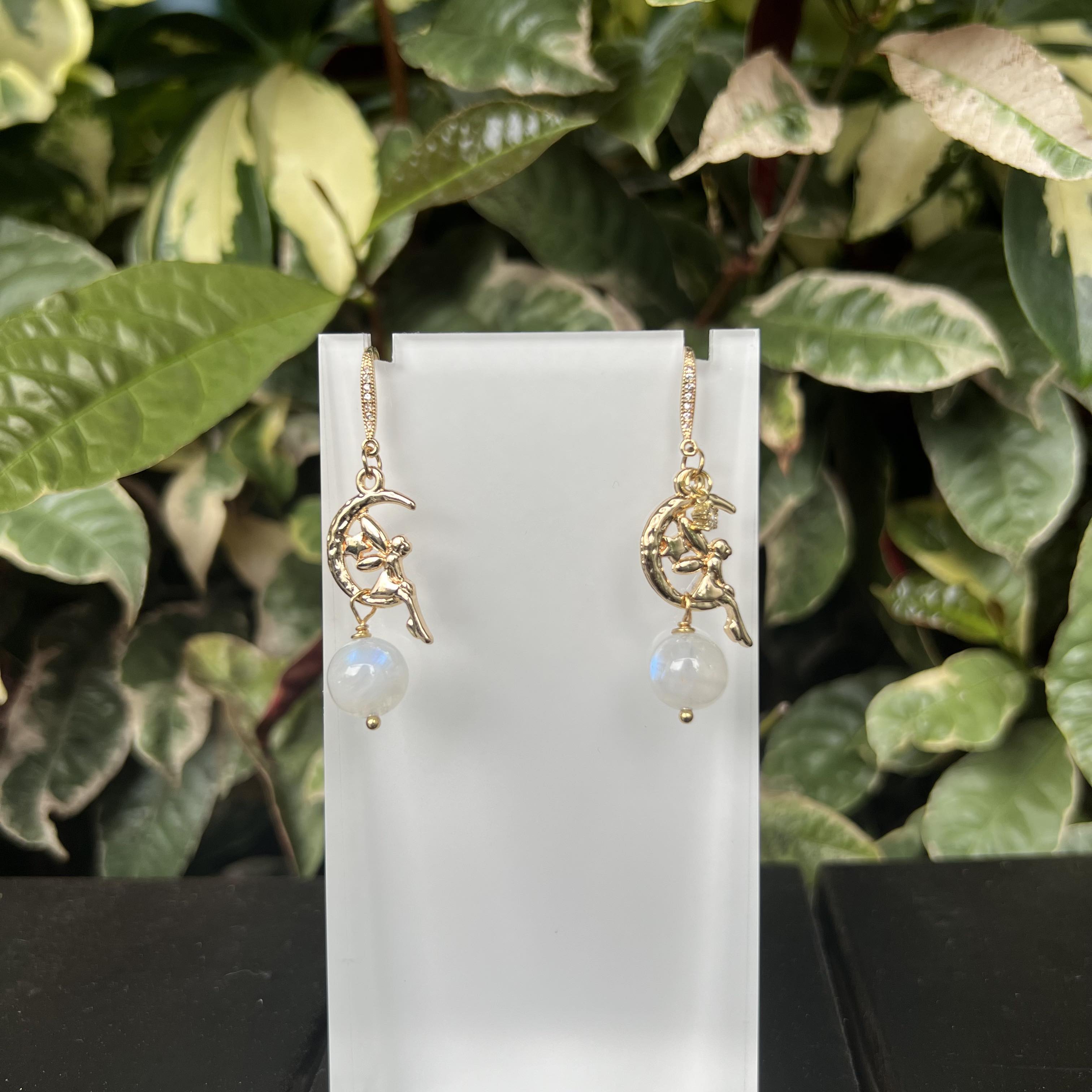 Blue Moonstone Fairies Earring