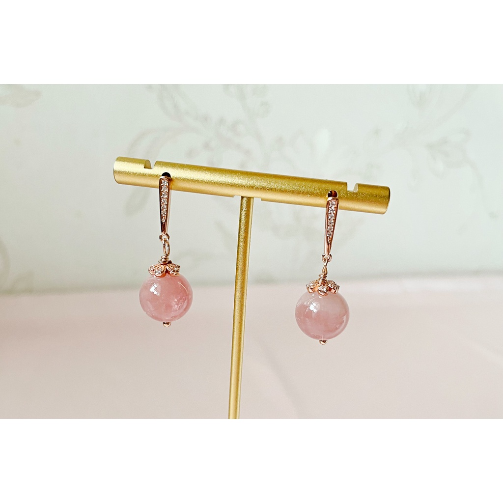 Rose Quartz Rose Gold Classic Drops Earring 