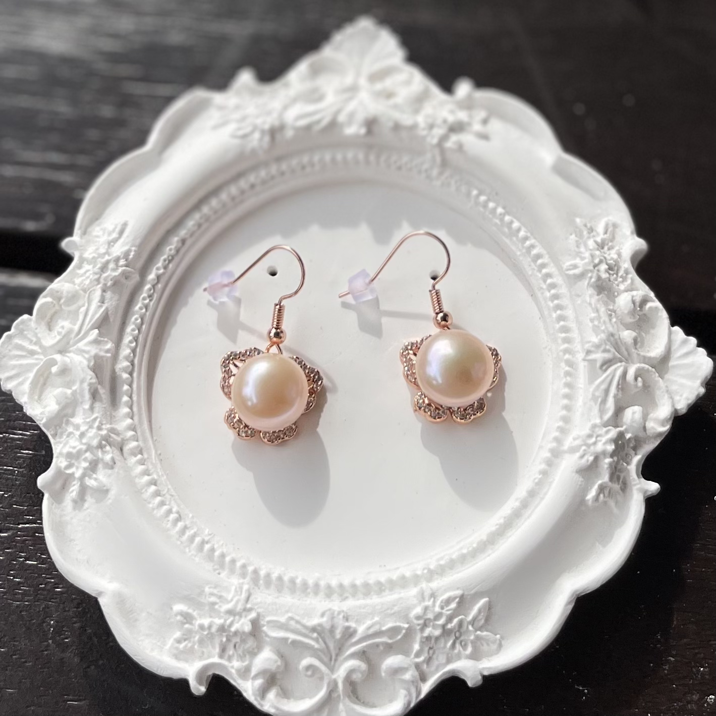 Rose Gold Pearl Earring
