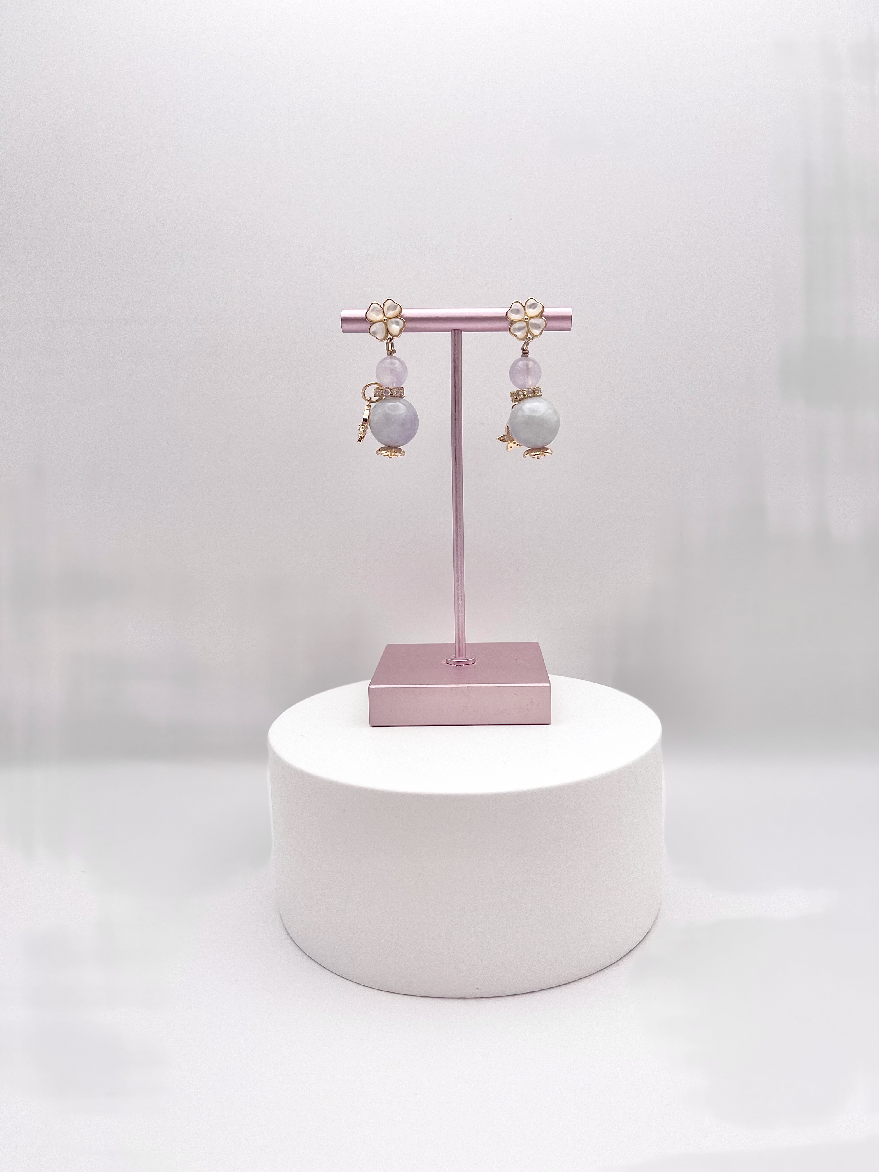 Double Lavender Jade Amethyst Earring