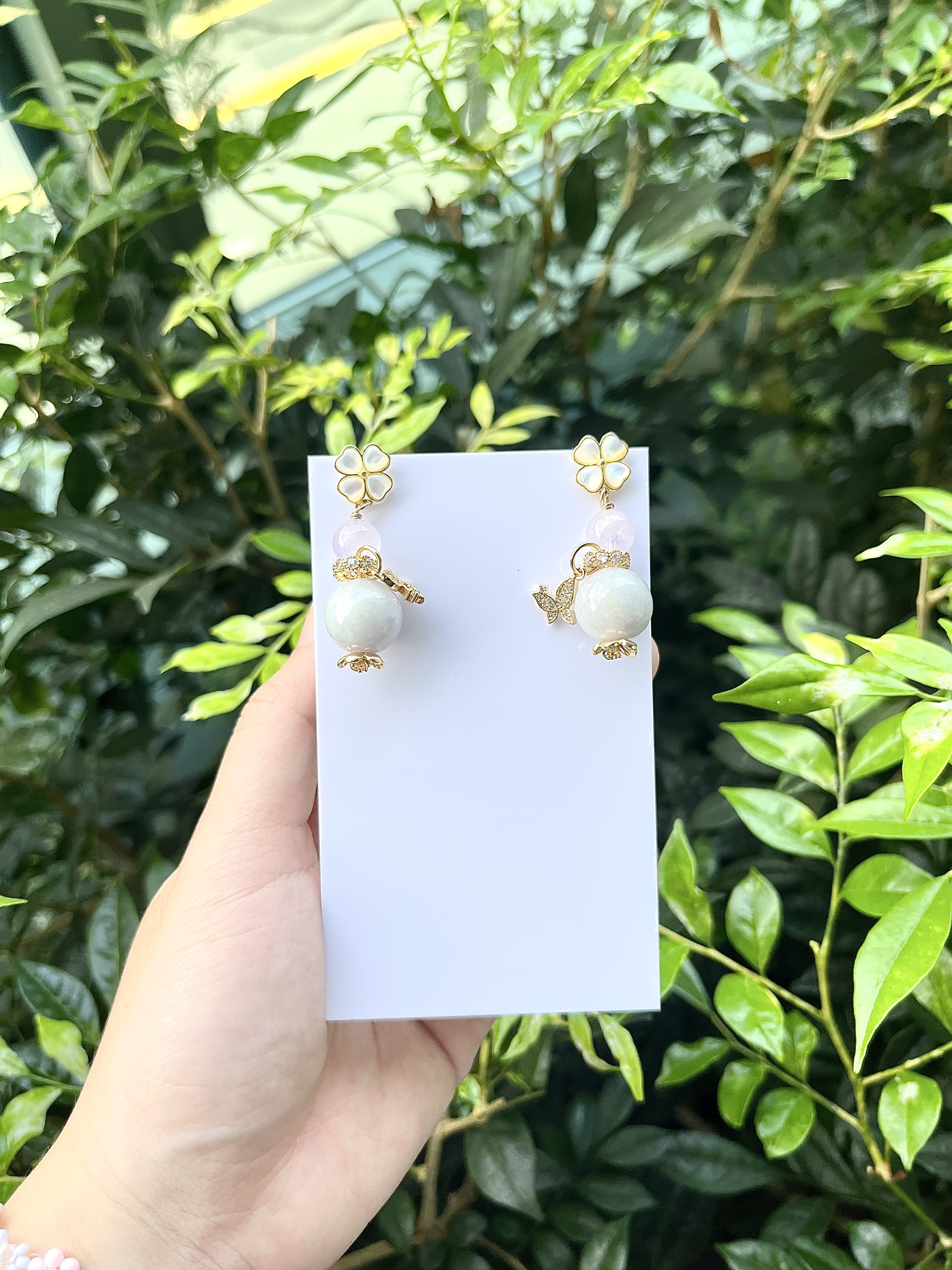 Double Lavender Jade Amethyst Earring